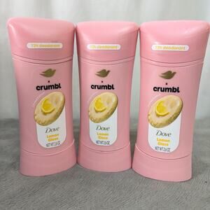 Dove x Crumbl Deodorant Stick Lemon Glaze Aluminum Free 2.6 Oz Lot of 3 New